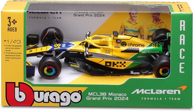 1:43 McLaren Diecast Model MCL38 – #4 & #81 by Bburago Senna Version (Monaco GP)