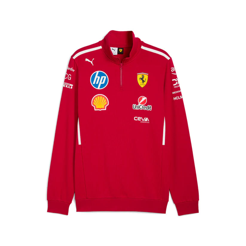 SCUDERIA FERRARI  TEAM 1/2 ZIP SWEAT DARK CHERRY 2025