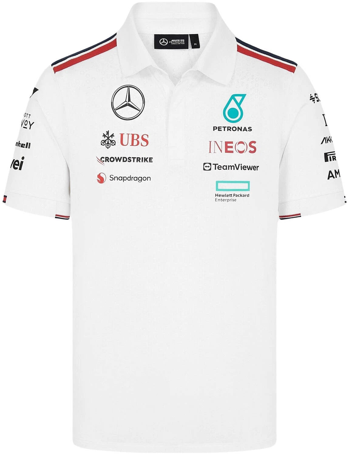 MERCEDES AMG PETRONAS F1 MENS POLO BLACK 2024 (Black/White)
