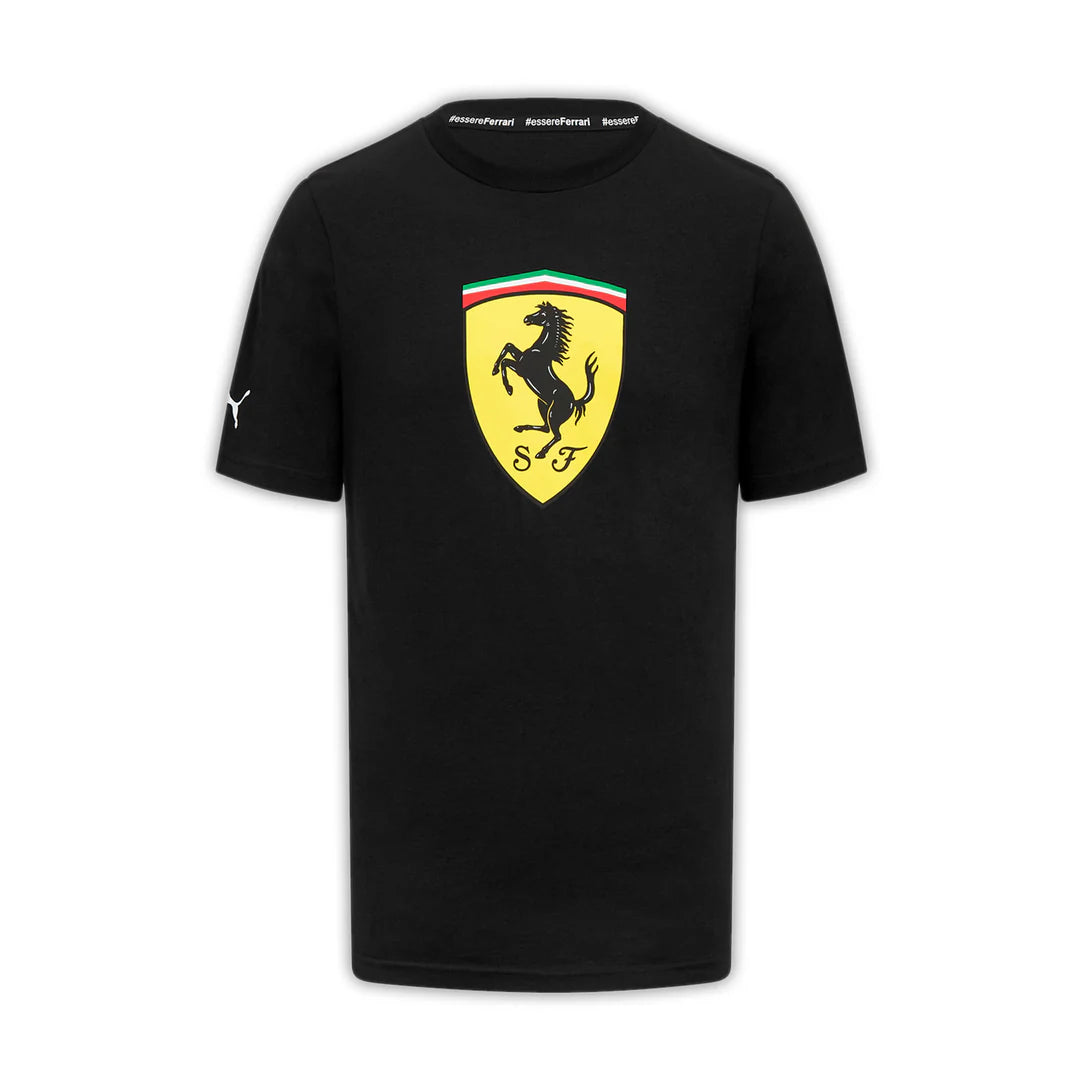Scuderia Ferrari Men's Large Shield Performance Tee Black/Red  – 2025 Edition