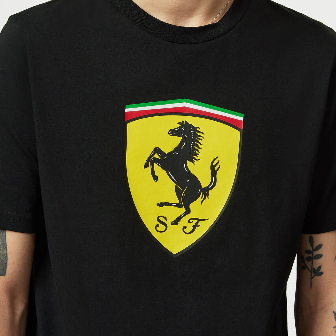 Scuderia Ferrari Men's Large Shield Performance Tee Black/Red  – 2025 Edition